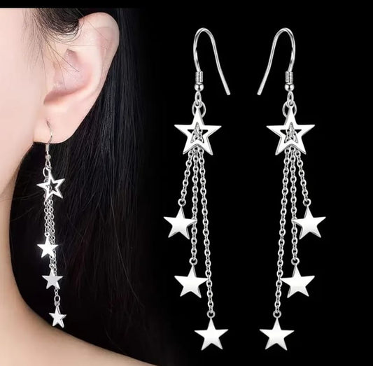 Aretes largos estrellas